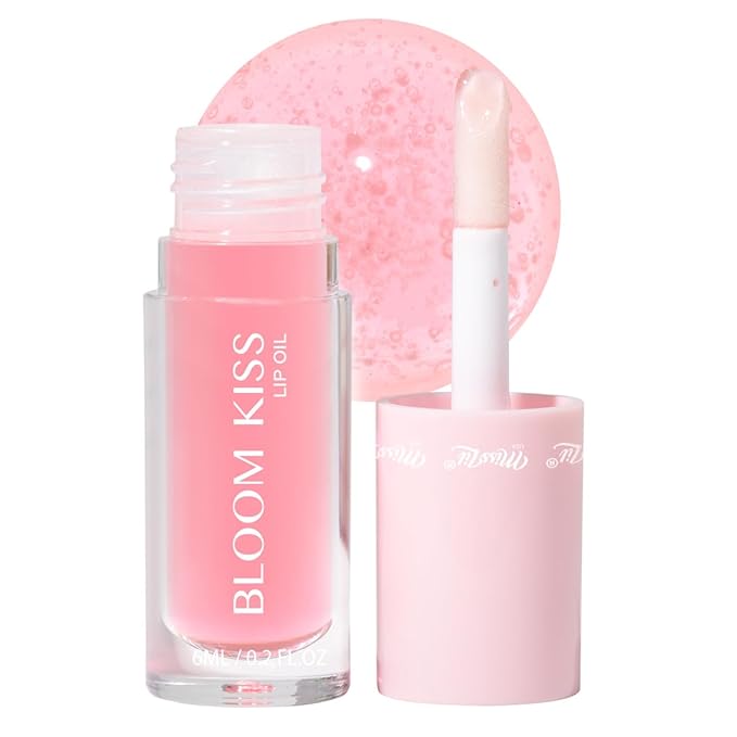 Miss Lil USA Bloom Kiss Lip Oil, Nourishing Hydrating High-Shine Lip Oil Gloss, Lightweight Non-Sticky Formula for Soft Glossy Lips, Vegan & Cruelty-Free (Mia)