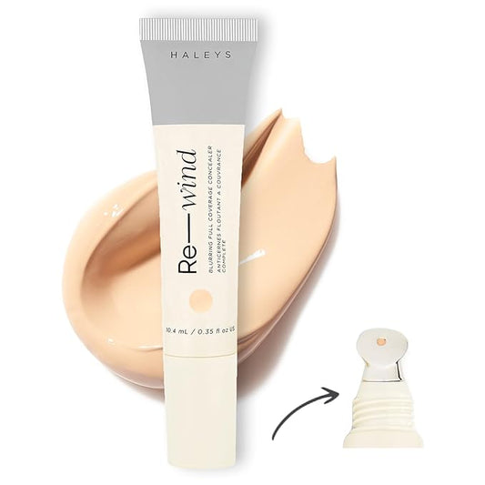 HALEYS Re-wind Full Coverage Brightening Concealer, Color Correcting Eye Concealer for Dark Circles, Fine Lines & Redness, Longwear, Non-Caking, Soft-Matte Finish, Blurring Concealers for Women