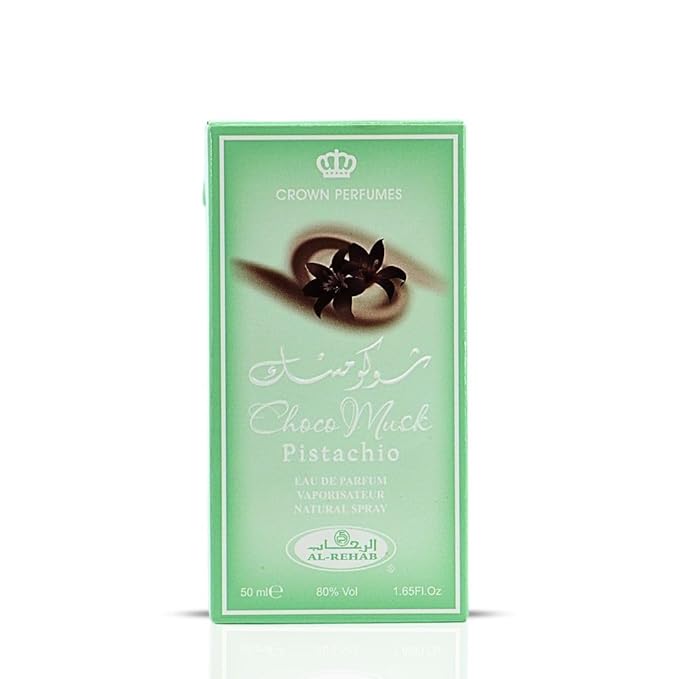 Al Rehab Choco Musk Pistachio Eau de Parfum Spray for Unisex, 1.65 Ounce / 50 ml