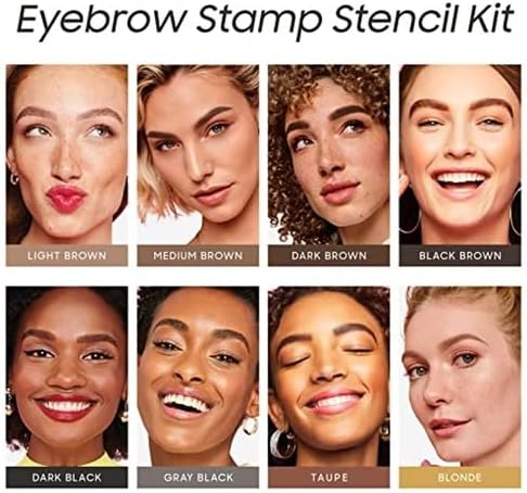 Eyebrow Stamp Stencil Kit - One-Step Eyebrow Stencil with 24 Reusable Thin & Thick Stencils, Long-Lasting Waterproof & Smudge-Proof Brow Stamp for Perfect Eye Makeup (Dark Black)