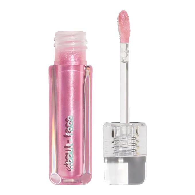 about-face Light Lock Lip Gloss it's Not You, It's Me – Non-Sticky, High-Shine Lip Oil Gloss with Coconut Oil, Peppermint & Lavender – Vegan, Cruelty-Free, Clean Beauty – 0.21 oz (Pink Sparkle)
