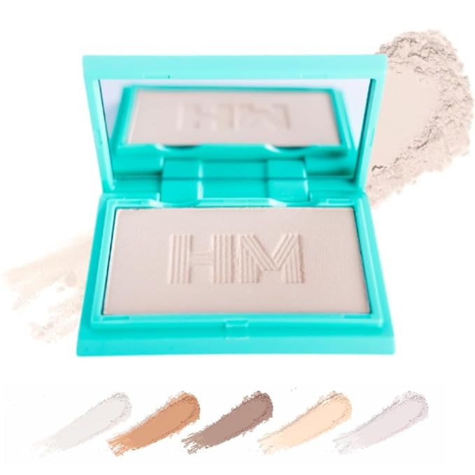 Haute Minute Smooth Setting Vegan Mini Pressed Powder Compact and Matte Blurring Face Powder Foundation Full Coverage – Neutral Ivory – Talc-Free, For Oily & Dry Skin, Travel-Size Makeup with Mirror