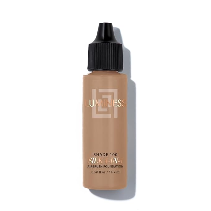 Luminess Air Silk 4-In-1 Airbrush Foundation- Foundation, Shade 100 (.5 Fl Oz) - Sheer to Medium Coverage - Anti-Aging Formula Hydrates and Moisturizes - Professional Makeup Kit for Cordless Air Brush