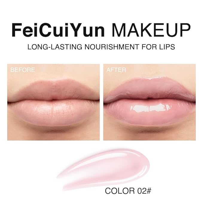 Hydrating Lip Gloss with Hyaluronic Acid, Plump pH Hyaluron Lip Oil, Lip Tint with 24HR Hydration, Volumizing Shine and Lasting Color, (A02#Ice Pink, 1Pcs)