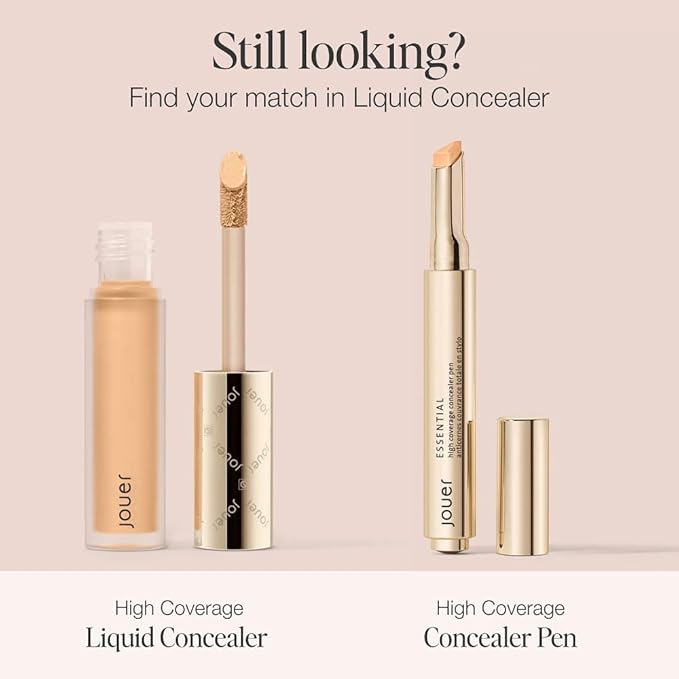 Jouer Essential High Coverage Liquid Concealer - Brightening Concealer - Color Corrector for Under Eye Dark Circles, Spot Coverage, and Eye Primer - Soft Matte Finish, Ebony