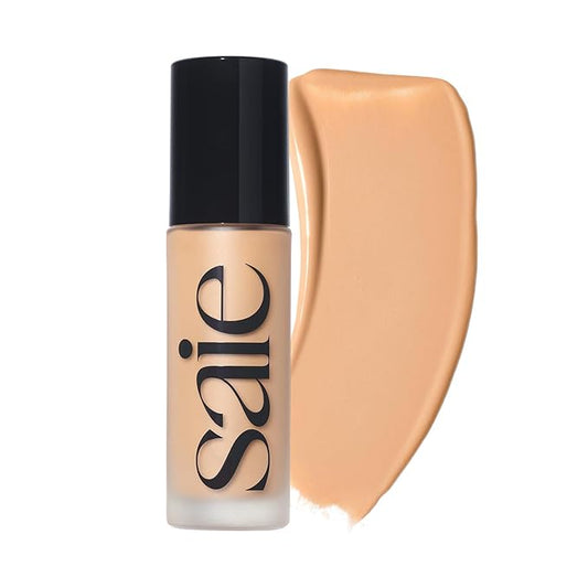 Saie Glowy Super Skin Tint Liquid Foundation - Weightless + Dewy Foundation with Lightweight Medium Coverage - Hydrating Face Makeup + Skin Care Serum Hybrid with Hyaluronic Acid - Shade 11 (1.01 oz)
