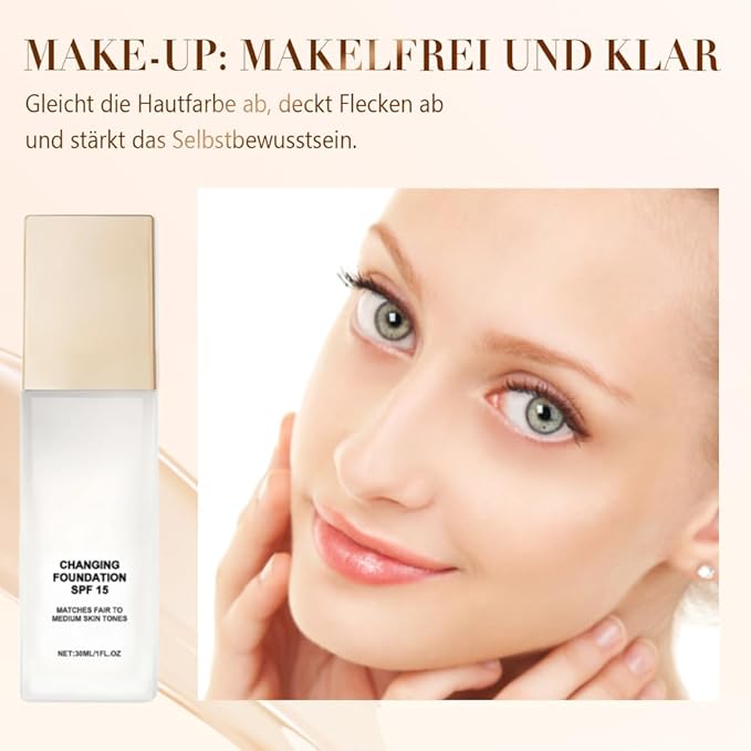 Color Changing Foundation for Mature Skin, Hydrating and Lightweight Liquid Foundations, Tone Suitable for All Skin Types (1pcs)