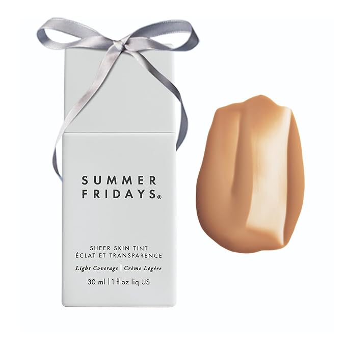 Summer Fridays Sheer Skin Tint - Skin Tint with Hyaluronic Acid - Helps Diminish Uneven Skin Tone - Sheer to Light Coverage - Shade 5 - Medium with Warm Neutral Undertones (1 Fl Oz)