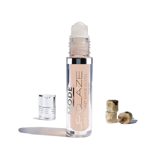 MODE Lip Glaze Flavored Lip Gloss TOASTED MARSHMALLOW Delicious Flavor, Roll On Sweet Wet Nourishing Shine, Hydrating Natural Skincare Fruit Oils, Made in NY USA