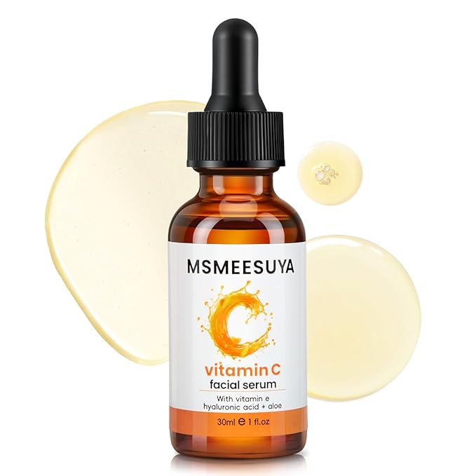 MSMEESUYA Vitamin C Serum for Face 2-Pack, Brightening Facial Serum with Hyaluronic Acid & Vitamin E, Helps Improve Dark Spots, Uneven Tone, Fine Lines & Wrinkles, 1 Fl Oz Each