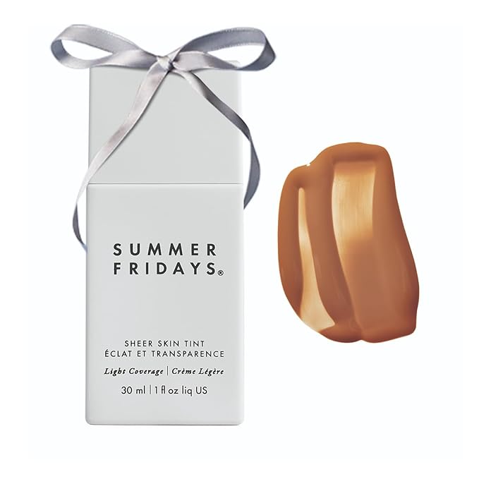 Summer Fridays Sheer Skin Tint - Skin Tint with Hyaluronic Acid - Helps Diminish Uneven Skin Tone - Sheer to Light Coverage - Shade 7 - Medium Deep with Golden Neutral Undertones (1 Fl Oz)