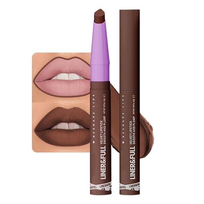 SUAKE 2-IN-1 Lipstick Lipliner, Velvet Matte Finish, Smooth & Plump, 12 Universal Lip Color-Nude Pink Rose Mauve Berry Plum, Creamy Formula for Lip Makeup, All-Day Wear, Cruelty-Free (#11 PLUM DUSK)