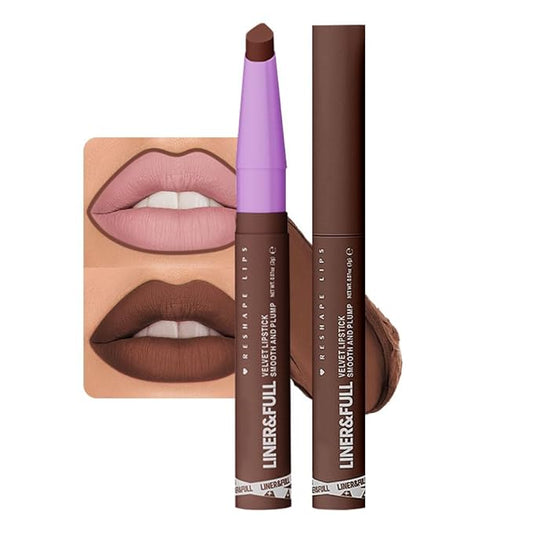 SUAKE 2-IN-1 Lipstick Lipliner, Velvet Matte Finish, Smooth & Plump, 12 Universal Lip Color-Nude Pink Rose Mauve Berry Plum, Creamy Formula for Lip Makeup, All-Day Wear, Cruelty-Free (#11 PLUM DUSK)