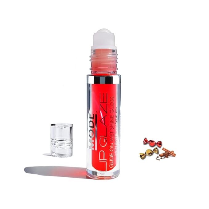 MODE Lip Glaze Flavored Lip Gloss Yummy HOLIDAY SPICE CANDY Flavor Roll On Sweet Wet Nourising Shine, Moisturizing Natural Skincare Fruit Oils