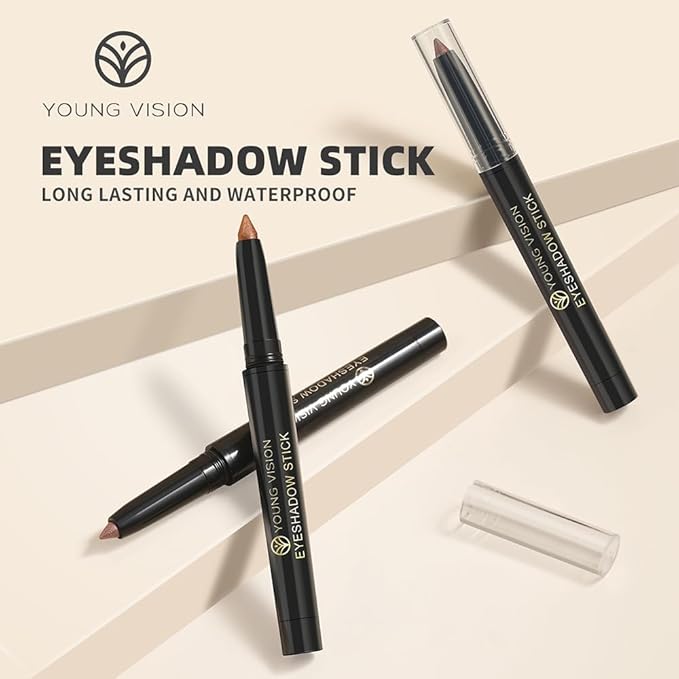 YOUNG VISION Eyeshadow Stick, Shimmer and Matte Cream Eye Shadow Brightener Sticks Eyeliner Pencil Crayon, Waterproof Long Lasting Eye Highlighter Stick Makeup,0.056 Oz(#3-Desert) (11)