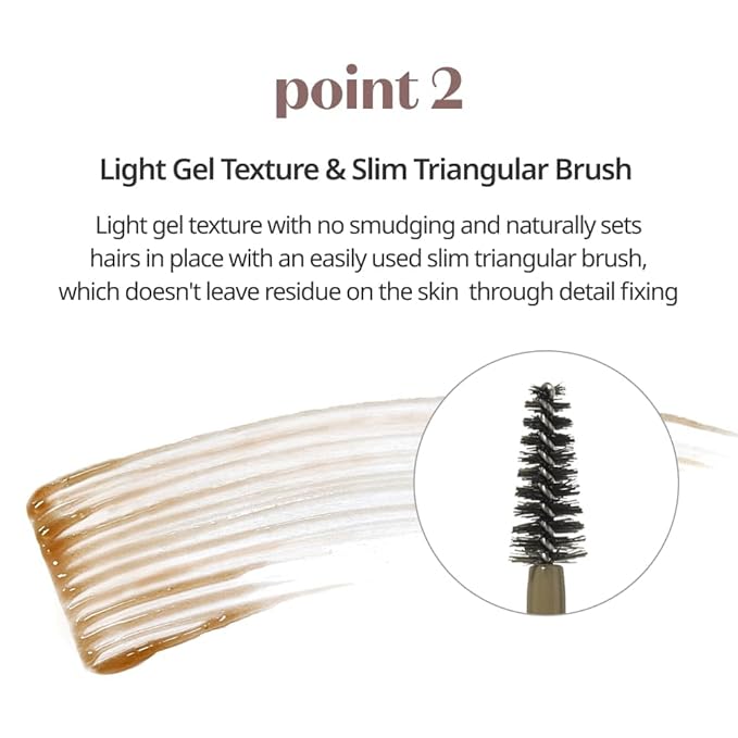 ETUDE Bare Edge Brow Fixer, Strong Brow Fixer, Natural Eyebrow Shaping, Slim Triangular Brush, Gel Type, Sheer Brown Color, Non-permanent, Washable, Daily Makeup, Korean Makeup, Beauty (0.247 Ounce)