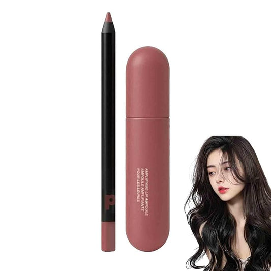 Color-Rich Lipampoules with Matching Lip Liner, Long-Lasting Moisturizing Lip Liner Oil, Moisturizing Lips Enhances Curves, Non-stick to Cup, Create a Natural Color