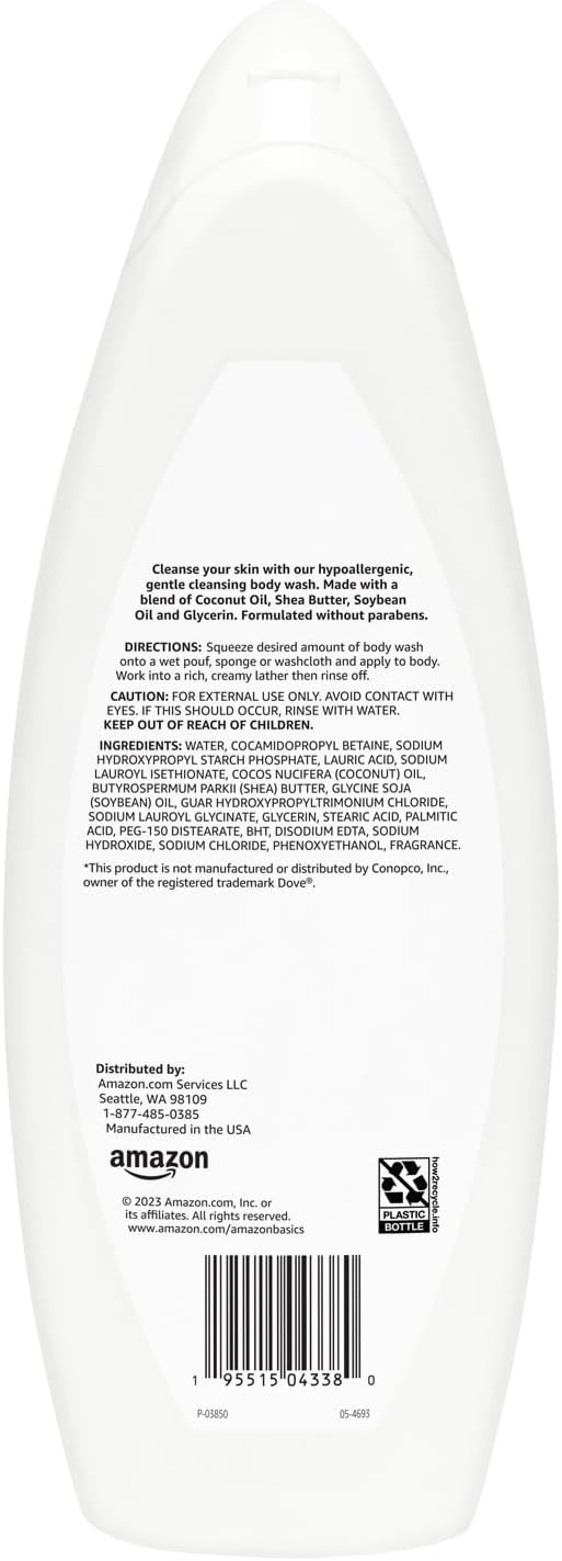 Amazon Basics Body Wash for Sensitive Skin, Hypoallergenic, 22 fl oz (Pack of 2)