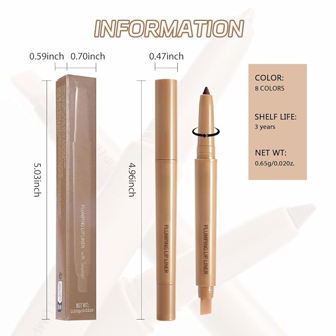 Waterproof Matte Lip Liner Pencil with Silicone Smudger – Long-Lasting Retractable Velvet Crayon, Define & Sculpt Lips, Vegan & Cruelty-Free, Perfect for Work, Date, Party & Travel (08#, pack of 1)