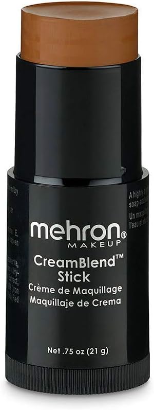 Mehron Makeup CreamBlend Stick | Face Paint, Body Paint, & Foundation Cream Makeup | Body Paint Stick Perfect for Halloween .75 oz (21 g) (Medium Dark 4)