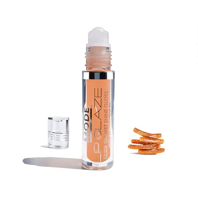 MODE Lip Glaze Flavored Lip Gloss CHA CHA CHURRO Flavor Roll On Sweet Wet Delicious Nourishing Shine, Hydrating Moisturizing Natural Skincare Fruit Oils, Made in NY USA