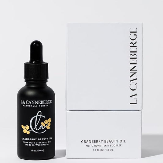 LA CANNEBERGE Cranberry Beauty Oil - Intensive Hydration & Revitalization for Face, Hair & Body -1 Fl Oz Certified Organic Cranberry Seed Oil -Moisturizing, Vitamin-Rich, Non-Greasy Skin Care