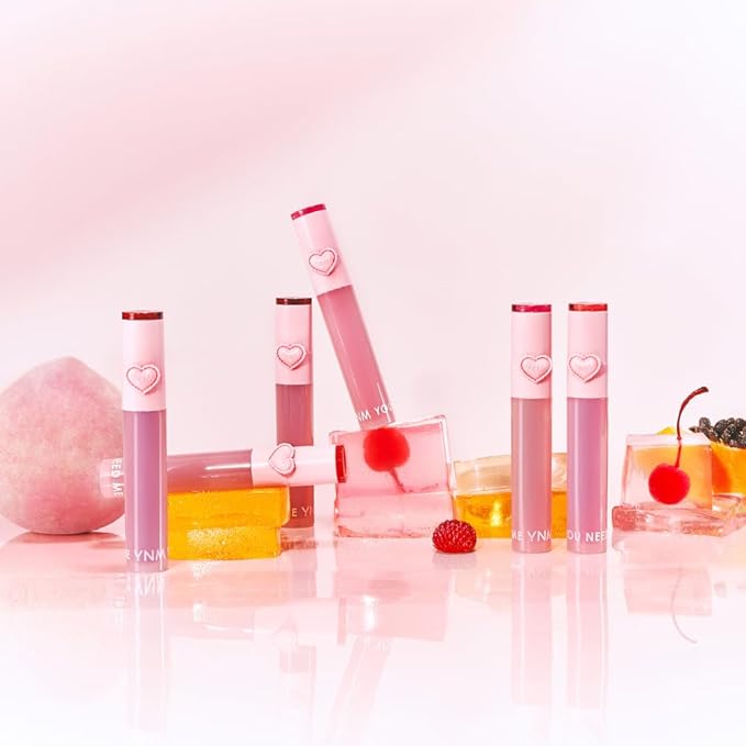 YNM Heart Jelling Tint, APRICOT JELLING, Silicone Lip Brush Included, K-Beauty, Non-Sticky, Moisturizing, Smudge-Proof, Korean Lip Tint, Long-Lasting, Vivid Color, 0.09 oz