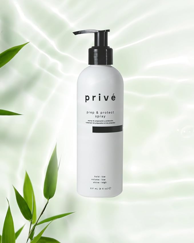 Privé Prep & Protect Blow Dry Hair Cream - Lightweight Hair Styling Cream with Heat Protection - Jojoba, Green Tea & Kukui Oil Help Strengthen, Hydrate & Add Shine - Detangles & Smooths Frizz (8 oz)