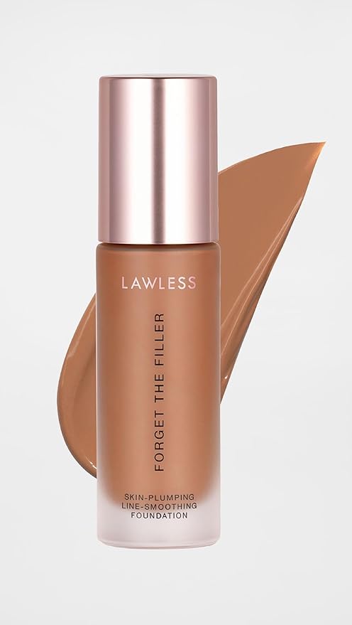 LAWLESS Women's Forget the Filler Skin-Plumping Line-Smoothing Foundation, 20T, tan deep with neutral-warm undertones, 1.0 Ounce