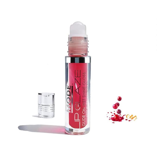 MODE Lip Glaze Flavored Lip Gloss Yummy CRANBERRY COSMO Flavor Roll On Sweet Wet Nourishing Shine, Hydrating Natural Skincare Fruit Oils