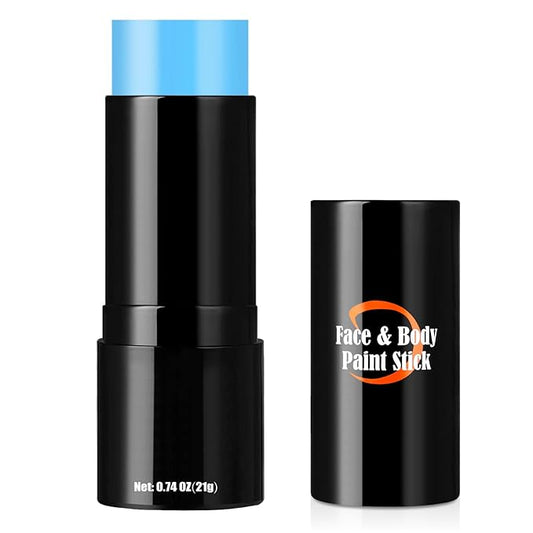 Cream-Blendable Light Blue Face Paint Stick, Portable Eye Black Stick for Sports, Full-coverage Cream Face Paint for Halloween Cosplay SFX Corpse Bride Sally Makeup Costume Parties