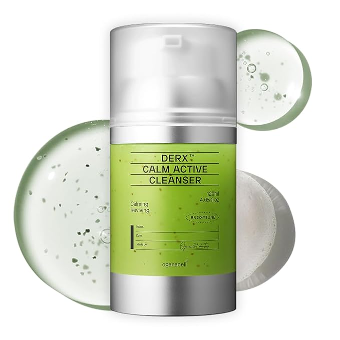 OGANA CELL DERX Facial Cleanser for Sensitive & Oily Skin – Calm Cleansing Foam with Plant Tannin, Redness Relief & Oil Control, Oxygen Bubble Technology, Korea Skincare (120ml/4.05 fl.oz.)