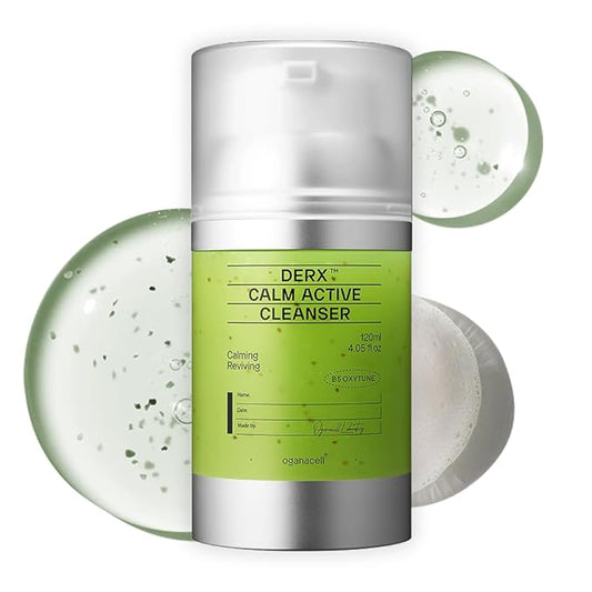 OGANA CELL DERX Facial Cleanser for Sensitive & Oily Skin – Calm Cleansing Foam with Plant Tannin, Redness Relief & Oil Control, Oxygen Bubble Technology, Korea Skincare (120ml/4.05 fl.oz.)