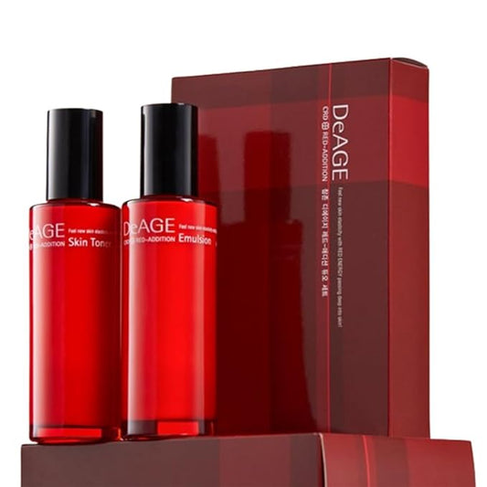 CHARMZONE DeAge Red Addition (New Version) Korean Skincare Set – Anti-Aging Toner & Emulsion Duo (100ml / 3.38 fl.oz) with Red Wine, Pomegranate & Tomato for Hydration, Firming & Radiance