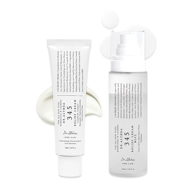 Dr.Althea 345 Relief Cream & Mist Duo | Soothing Recovery & Moisture for Sensitive Skin | Korean Vegan Skin Care Set for All Skin Types