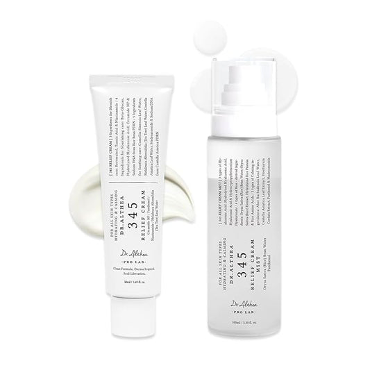 Dr.Althea 345 Relief Cream & Mist Duo | Soothing Recovery & Moisture for Sensitive Skin | Korean Vegan Skin Care Set for All Skin Types