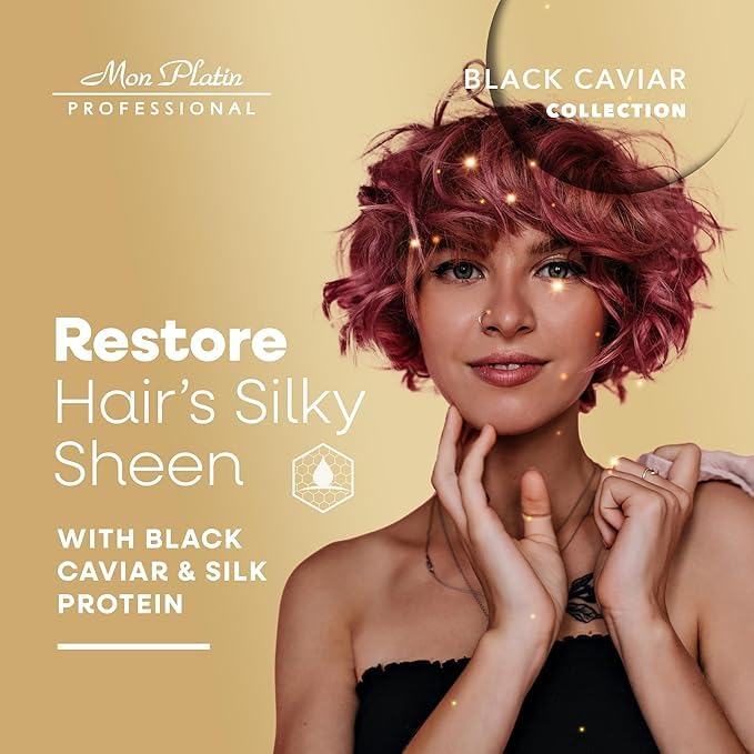 Mon Platin Black Caviar & Silk Protein Hair Mask, Total Repair Shampoo & Serum Bundle – Deep Conditioning, Color-Safe Care for Dry, Damaged Hair with Intense Moisture & Shine Protection