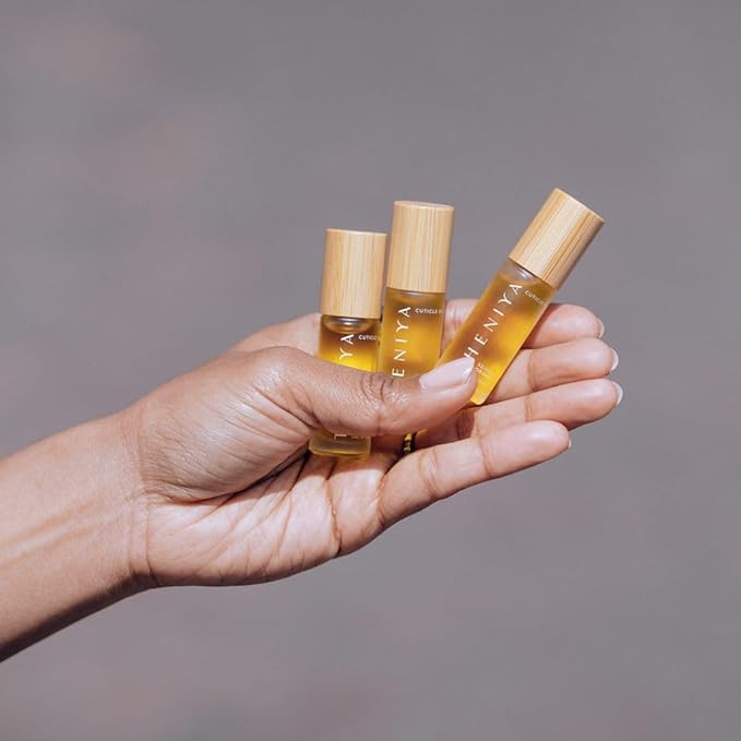 Theniya Cuticle Oil for Nail Strengthening and Growth – Hydrating, Vegan, Organic Formula with Jojoba & Vitamin E | 3 Signature Fragrances | 5mL Roll-On (0.17 Fl Oz, Sandalwood Fragrance)