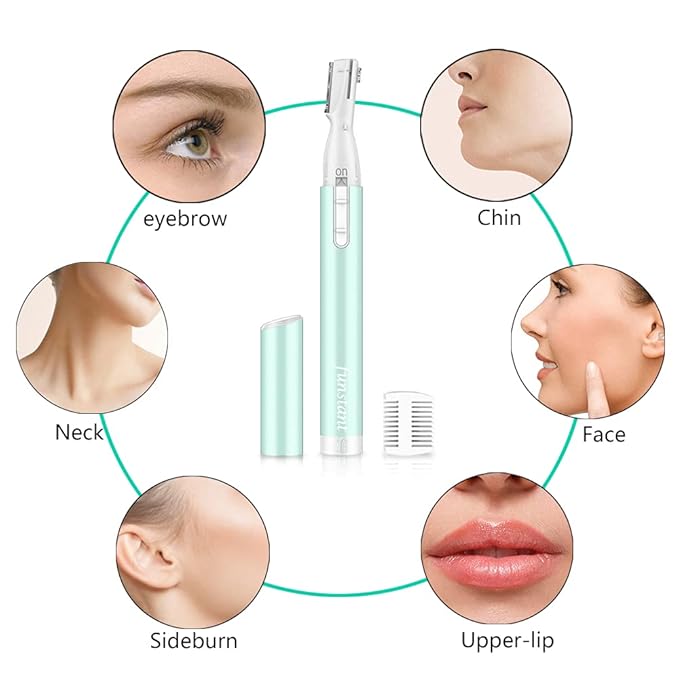 Funstant Upgraded Eyebrow Trimmer, Precision Electric Eyebrow Razor for Women Battery-Operated Facial Hair Remover with Comb No Pulling Sensation Painless for Face Chin Neck, Upper-Lip, Peach-Fuzz