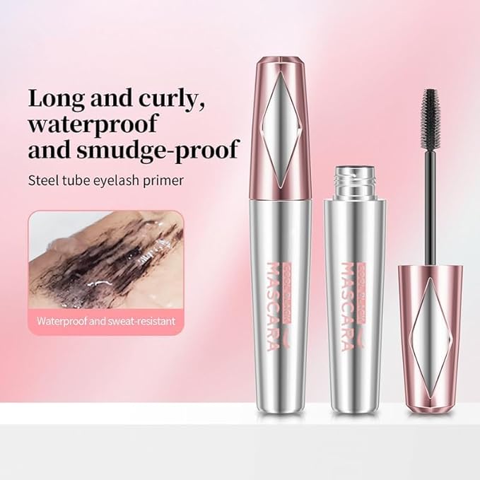 My Amazing Lashes Mascara,4D Silk Fiber Volume And Length Mascara,Waterproof & Sweatproof Long Lasting,Create Natural Look Of Lash Extensions (Black, 2PCS)