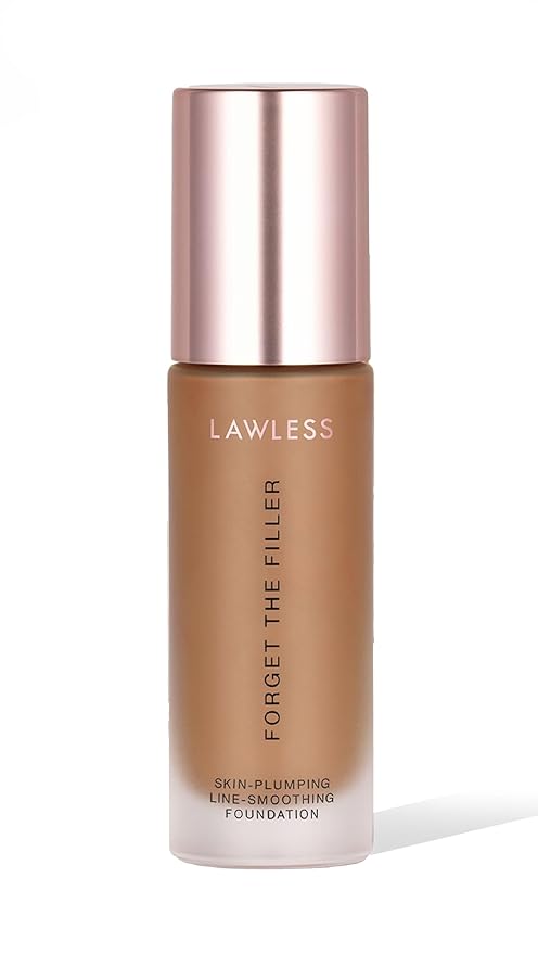 LAWLESS Women's Forget the Filler Skin-Plumping Line-Smoothing Foundation, 23D, deep with neutral-warm undertones, 1.0 Ounce