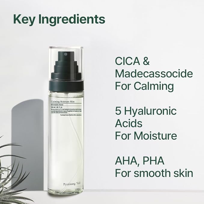 Pyunkang YUL PKY Calming Moisture Mist - Facial Spray with AHA & PHA, Tea Tree That Hydrates & Soothes - Astringent for Face - Korean Face Skin Care Mist for Sensitive Skin - 100ml 3.38 Fl.Oz.