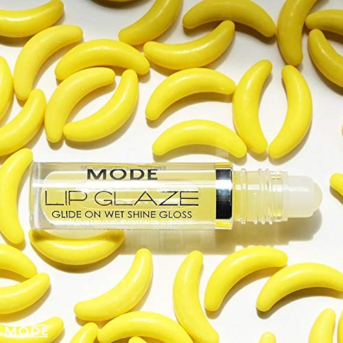 MODE Lip Glaze Flavored Lip Gloss BANANA CANDY Delicious Yummy Flavor, Roll On Sweet Wet Nourishing Shine, Hydrating Natural Skincare Fruit Oils, Made in NY USA