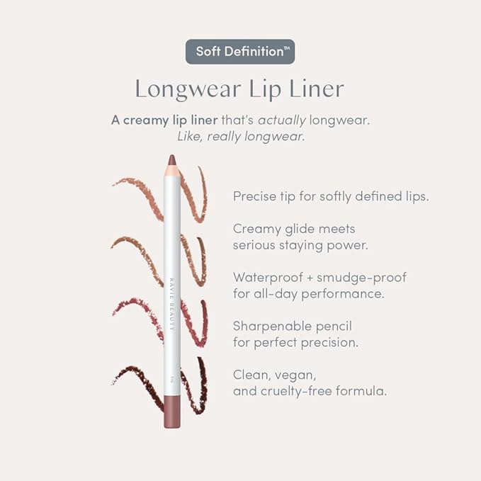 Everyday Neutral Lip Combo - Longwear Soft Definition Lip Liner (Almond) + Hydrating Effortless Lips Balm-Lipstick-Gloss Hybrid (Zinnia) for Natural, Mauve-Brown “Your Lips But Better” Look — Creamy,
