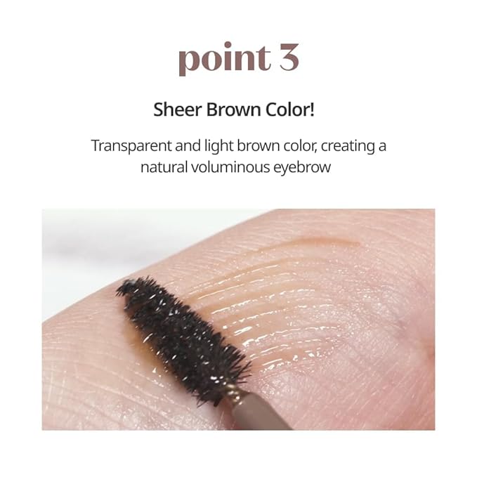 ETUDE Bare Edge Brow Fixer, Strong Brow Fixer, Natural Eyebrow Shaping, Slim Triangular Brush, Gel Type, Sheer Brown Color, Non-permanent, Washable, Daily Makeup, Korean Makeup, Beauty (0.247 Ounce)