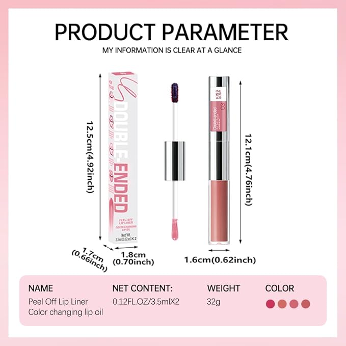Peel Off Lip Liner & Gloss – Long-Lasting Smudge-Proof Soft Rosy Peach Lip Tint & Lip Stain Liner with Hydrating High Shine Gloss for Defined, Fuller Peachy Lips – Waterproof Soft Glam Lip Makeup