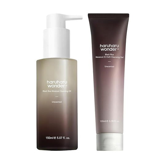 HARUHARU wonder Black Rice Moisture Cleansing Oil & 5.5 Soft Cleansing Gel Double Cleansing Duo Set