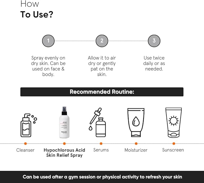 Minimalist Hypochlorous Acid Face & Body Spray for Acne, Eczema & Redness Relief | Soothes & Purifies Skin Post-Workout | Antimicrobial, Reduces Irritation | Gentle HOCl Formula for All | 7.44 fl oz