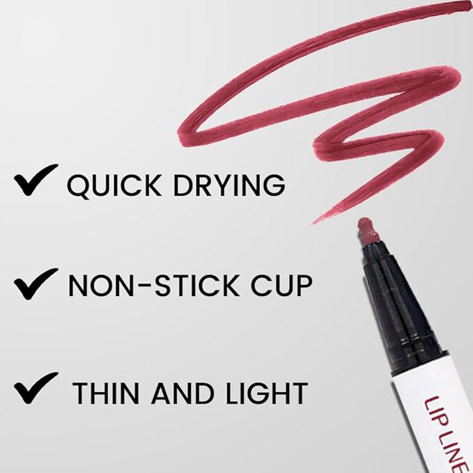 Kaely 3Pcs Pink Cherry Red Orchid Longwear Liquid Lip Liner Waterproof, 24 Hour Long Lasting Lip Liner Stain Marker Pen, 2-in-1 Matte Semi Permanent Lipliner & Lipstick, 02+06+08