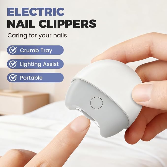 Electric Nail Clippers, 2026 New Automatic Fingernail Trimmer with Light, 2 Speeds, Magnetic Cover, Quiet Electric Toenail Clippers for Thick Nails, Easy Clip for Seniors, Adults and Men (White)